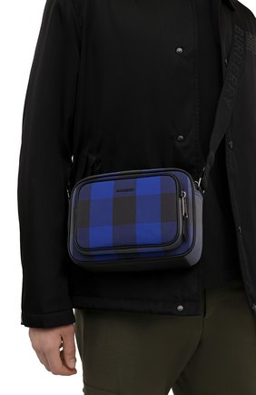 Мужская текстильная сумка BURBERRY синего цвета, арт. 8050443 | Фото 2 (Размер: small; Материал: Текстиль; Ремень/цепочка: На ремешке)