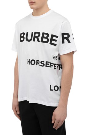 Мужская хлопковая футболка BURBERRY белого цвета, арт. 8040691 | Фото 3 (Рукава: Короткие; Длина (для топов): Стандартные; Принт: С принтом; Материал внешний: Хлопок; Стили: Кэжуэл)