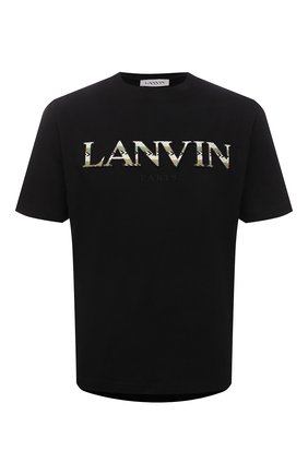 Мужская хлопковая футболка LANVIN черного цвета, арт. RM-TS0005-J207-P22 | Фото 1 (Материал внешний: Хлопок; Рукава: Короткие; Длина (для топов): Стандартные; Принт: С принтом; Стили: Минимализм)