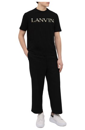 Мужская хлопковая футболка LANVIN черного цвета по цене 48200 руб., арт. RM-TS0005-J207-P22 | Фото 2 Мужская хлопковая футболка LANVIN черного цвета, арт. RM-TS0005-J207-P22 | Фото 2 (Материал внешний: Хлопок; Рукава: Короткие; Длина (для топов): Стандартные; Принт: С принтом; Стили: Минимализм)