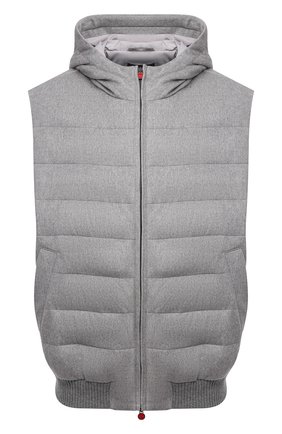 Мужской пуховый жилет KITON светло-серого цвета по цене 779500 руб., арт. UW1125MV0363A/60-68 | Фото 1 Мужской пуховый жилет KITON светло-серого цвета, арт. UW1125MV0363A/60-68 | Фото 1 (Материал внешний: Кашемир, Шерсть; Длина (верхняя одежда): Короткие; Материал утеплителя: Пух и перо; Материал подклада: Синтетический материал; Кросс-КТ: Куртка, Пуховик; Стили: Кэжуэл; Big sizes: Big Sizes)