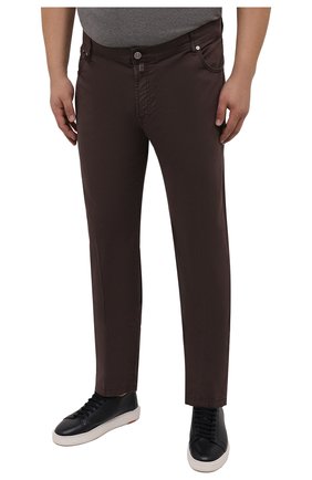 Мужские хлопковые брюки KITON коричневого цвета, арт. UPNJSJ0751A/44-52 | Фото 3 (Big sizes: Big Sizes; Длина (брюки, джинсы): Стандартные; Случай: Повседневный; Материал внешний: Хлопок; Стили: Кэжуэл)