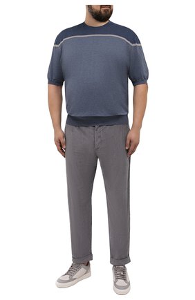 Мужские хлопковые брюки KITON серого цвета, арт. UFPLACJ0304A/44-52 | Фото 2 (Длина (брюки, джинсы): Стандартные; Материал внешний: Хлопок; Случай: Повседневный; Стили: Кэжуэл; Big sizes: Big Sizes)