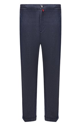 Мужские хлопковые брюки KITON темно-синего цвета, арт. UFPLAC/J0795A/44-52 | Фото 1 (Длина (брюки, джинсы): Стандартные; Материал внешний: Хлопок, Деним; Случай: Повседневный; Стили: Кэжуэл; Big sizes: Big Sizes)