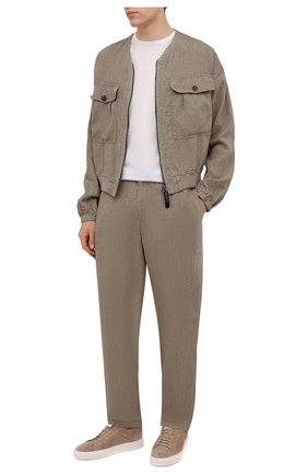 Мужские льняные брюки GIORGIO ARMANI бежевого цвета по цене 78400 руб., арт. 2SGPP0NL/T00PX | Фото 2 Мужские льняные брюки GIORGIO ARMANI бежевого цвета, арт. 2SGPP0NL/T00PX | Фото 2 (Длина (брюки, джинсы): Стандартные; Материал внешний: Лен; Случай: Повседневный; Стили: Кэжуэл)
