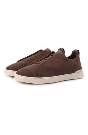 Мужские текстильные кеды triple stitch ZEGNA COUTURE коричневого цвета по цене 52150 руб., арт. A4841X-LHTYE | Фото 1 Мужские текстильные кеды triple stitch ZEGNA COUTURE коричневого цвета, арт. A4841X-LHTYE | Фото 1 (Материал внутренний: Натуральная кожа; Материал внешний: Текстиль; Подошва: Плоская; Материал утеплителя: Без утеплителя)