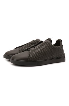 Мужские кожаные кеды triple stitch ZEGNA COUTURE темно-зеленого цвета по цене 87100 руб., арт. A4665X-LHSPT | Фото 1 Мужские кожаные кеды triple stitch ZEGNA COUTURE темно-зеленого цвета, арт. A4665X-LHSPT | Фото 1 (Материал внешний: Кожа; Материал внутренний: Натуральная кожа; Подошва: Массивная; Материал утеплителя: Без утеплителя)