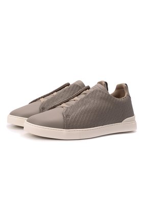 Мужские кожаные кеды triple stitch ZEGNA COUTURE светло-серого цвета по цене 87100 руб., арт. A4665X-LHSPT | Фото 1 Мужские кожаные кеды triple stitch ZEGNA COUTURE светло-серого цвета, арт. A4665X-LHSPT | Фото 1 (Подошва: Массивная; Материал внутренний: Натуральная кожа; Материал внешний: Кожа; Материал утеплителя: Без утеплителя)