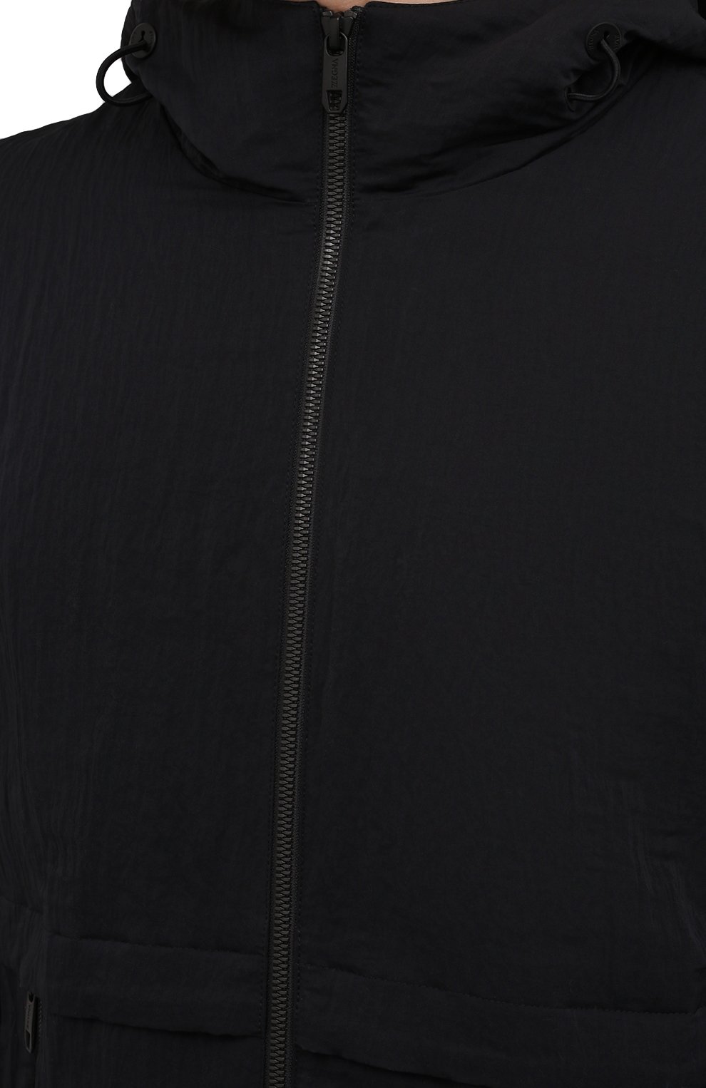 Мужская куртка Z ZEGNA черного цвета, арт. VZ005/ZZ123 | Фото 5 (Кросс-КТ: Куртка, Ветровка; Рукава: Длинные; Материал внешний: Синтетический материал; Материал подклада: Синтетический материал; Длина (верхняя одежда): Короткие; Стили: Кэжуэл)