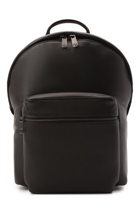 Мужской кожаный рюкзак hoodie ERMENEGILDO ZEGNA темно-коричневого цвета, арт. C1799X-LH0TN | Фото 1 (Размер: large; Материал: Натуральная кожа; Стили: Классический)