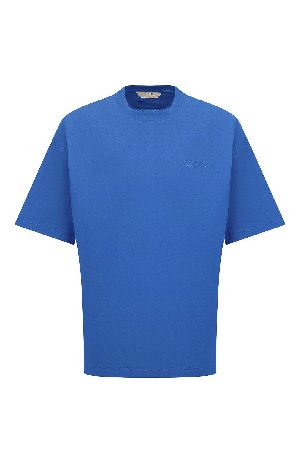 Мужская хлопковая футболка Z ZEGNA синего цвета, арт. VZ364/ZZ680 | Фото 1 (Принт: Без принта; Рукава: Короткие; Длина (для топов): Стандартные; Материал внешний: Хлопок; Стили: Кэжуэл)