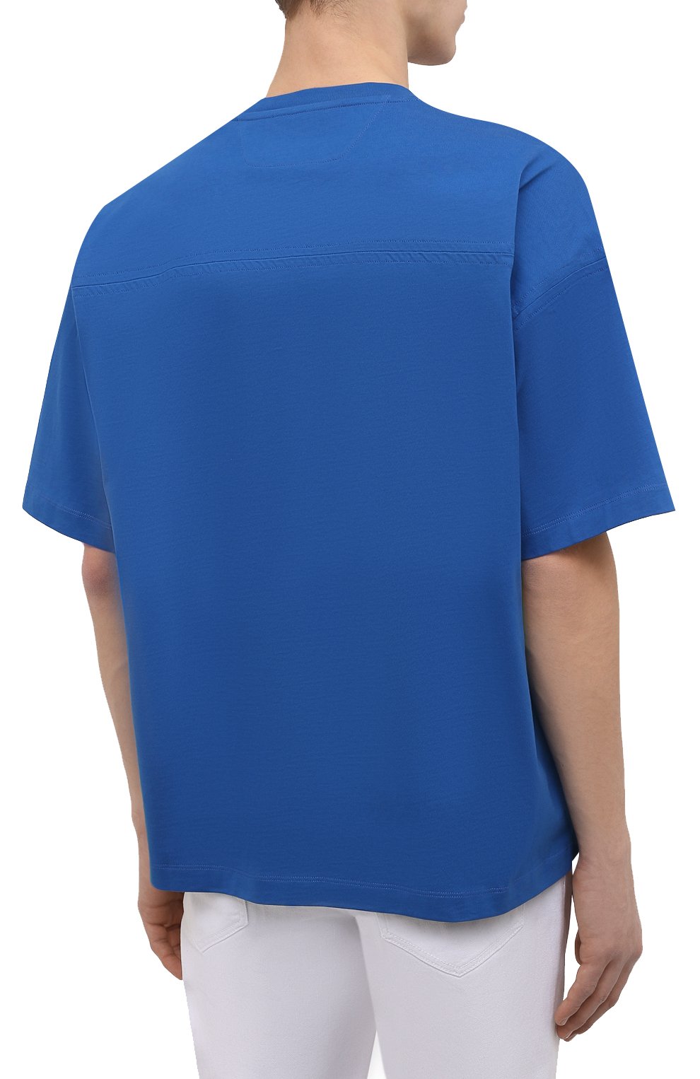 Мужская хлопковая футболка Z ZEGNA синего цвета, арт. VZ364/ZZ680 | Фото 4 (Принт: Без принта; Рукава: Короткие; Длина (для топов): Стандартные; Материал внешний: Хлопок; Стили: Кэжуэл)