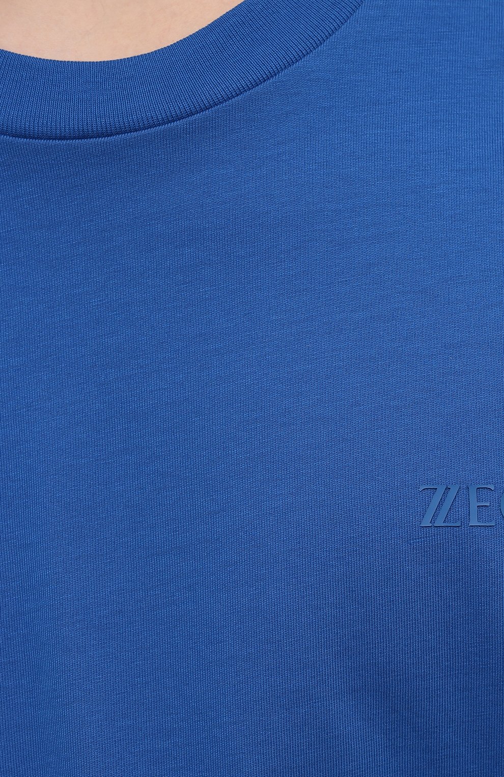 Мужская хлопковая футболка Z ZEGNA синего цвета, арт. VZ364/ZZ680 | Фото 5 (Принт: Без принта; Рукава: Короткие; Длина (для топов): Стандартные; Материал внешний: Хлопок; Стили: Кэжуэл)