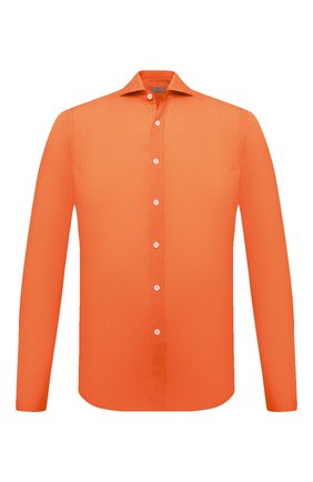 Мужская льняная рубашка CANALI оранжевого цвета, арт. L7B1/GL02469 | Фото 1 (Длина (для топов): Стандартные; Рукава: Длинные; Материал внешний: Лен; Случай: Повседневный; Манжеты: На пуговицах; Воротник: Акула; Рубашки М: Regular Fit; Принт: Однотонные; Стили: Кэжуэл; Региональные ограничения белый список (Axapta Mercury): RU)