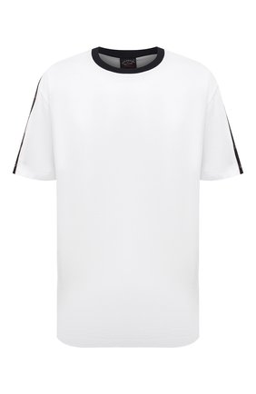 Мужская хлопковая футболка PAUL&SHARK белого цвета, арт. 22411033/C00/3XL-6XL | Фото 1 (Длина (для топов): Удлиненные; Материал внешний: Хлопок; Рукава: Короткие; Принт: Без принта; Стили: Кэжуэл)