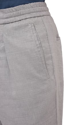 Мужские брюки изо льна и шерсти MARCO PESCAROLO светло-серого цвета, арт. CHIAIA/ZIP+SFILA/4537 | Фото 5 (Материал внешний: Шерсть, Лен; Длина (брюки, джинсы): Стандартные; Случай: Повседневный; Стили: Кэжуэл)