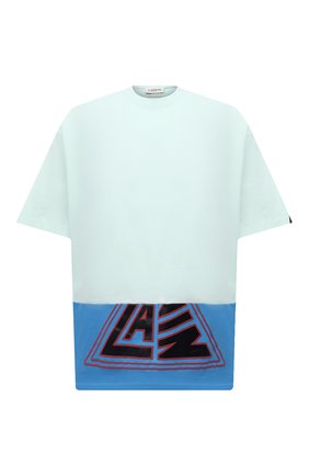 Мужская хлопковая футболка LANVIN светло-голубого цвета по цене 42250 руб., арт. RM-TS0041-J196-P22 | Фото 1 Мужская хлопковая футболка LANVIN светло-голубого цвета, арт. RM-TS0041-J196-P22 | Фото 1 (Материал внешний: Хлопок; Длина (для топов): Стандартные; Принт: С принтом; Стили: Гранж; Рукава: Короткие)