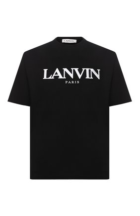 Мужская хлопковая футболка LANVIN черного цвета, арт. RM-TS0005-J208-P22 | Фото 1 (Длина (для топов): Стандартные; Материал внешний: Хлопок; Рукава: Короткие; Принт: С принтом; Стили: Кэжуэл)