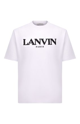 Мужская хлопковая футболка LANVIN белого цвета, арт. RM-TS0005-J208-P22 | Фото 1 (Материал внешний: Хлопок; Длина (для топов): Стандартные; Рукава: Короткие; Принт: С принтом; Стили: Кэжуэл)