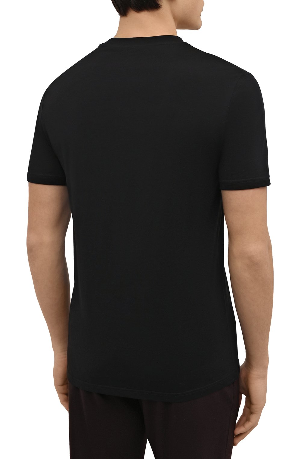 Мужская хлопковая футболка BALMAIN черного цвета, арт. BRM305270 | Фото 4 (Кросс-КТ: домашняя одежда; Рукава: Короткие; Длина (для топов): Стандартные; Материал внешний: Хлопок)