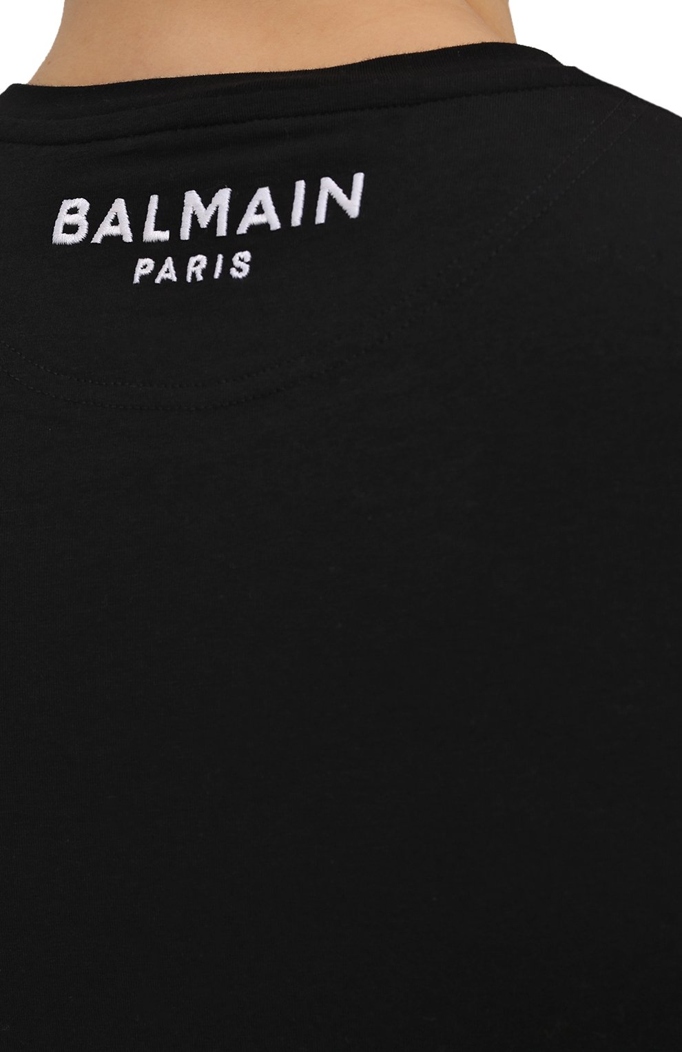 Мужская хлопковая футболка BALMAIN черного цвета, арт. BRM205200 | Фото 5 (Кросс-КТ: домашняя одежда; Рукава: Короткие; Длина (для топов): Стандартные; Материал внешний: Хлопок)