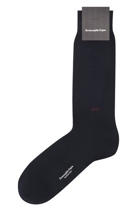 Мужские хлопковые носки ERMENEGILDO ZEGNA темно-синего цвета, арт. N5V404850 | Фото 1 (Материал внешний: Хлопок; Кросс-КТ: бельё)