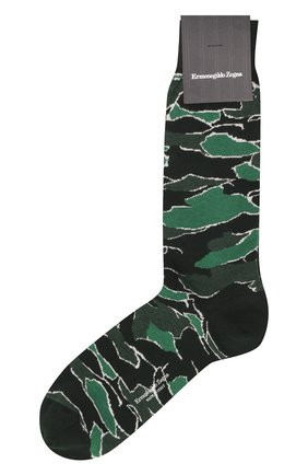 Мужские хлопковые носки ERMENEGILDO ZEGNA зеленого цвета, арт. N5V404970 | Фото 1 (Материал внешний: Хлопок; Кросс-КТ: бельё)