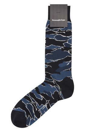 Мужские хлопковые носки ERMENEGILDO ZEGNA синего цвета, арт. N5V404970 | Фото 1 (Материал внешний: Хлопок; Кросс-КТ: бельё)