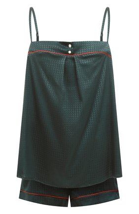 Женская шелковая пижама MAISON LEJABY изумрудного цвета, арт. N0170-N0181 | Фото 1 (Длина (для топов): Стандартные; Материал внешний: Шелк; Длина Ж (юбки, платья, шорты): Мини)