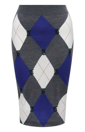 Женская юбка из шерсти и шелка BURBERRY серого цвета по цене 63600 руб., арт. 8048438 | Фото 1 Женская юбка из шерсти и шелка BURBERRY серого цвета, арт. 8048438 | Фото 1 (Длина Ж (юбки, платья, шорты): До колена; Материал внешний: Шерсть; Материал подклада: Вискоза; Стили: Кэжуэл; Женское Кросс-КТ: Юбка-одежда; Кросс-КТ: Трикотаж)