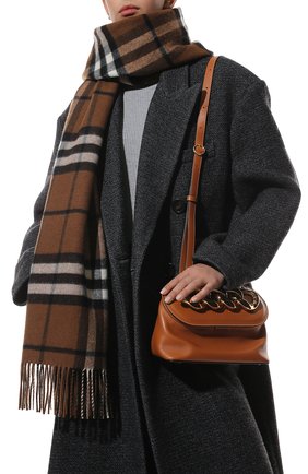 Женский кашемировый шарф BURBERRY коричневого цвета, арт. 8049700 | Фото 2 (Материал: Кашемир, Шерсть, Текстиль)