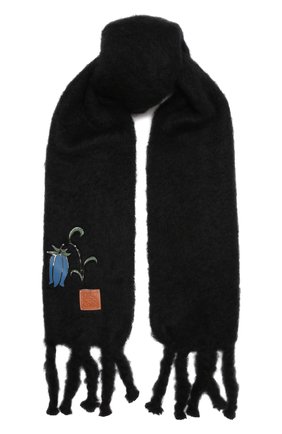 Женский шарф LOEWE черного цвета, арт. F655257X09 | Фото 1 (Материал: Шерсть, Текстиль)