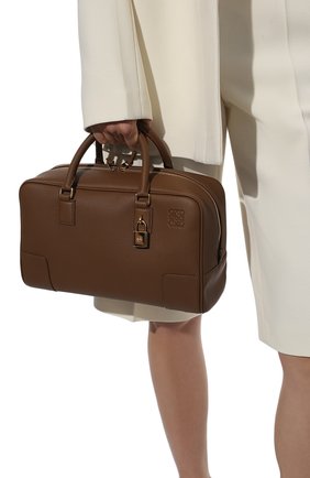 Женская сумка amazona 28 LOEWE темно-коричневого цвета, арт. A039N08X08 | Фото 2 (Ремень/цепочка: На ремешке; Материал: Натуральная кожа; Размер: medium; Сумки-технические: Сумки top-handle)
