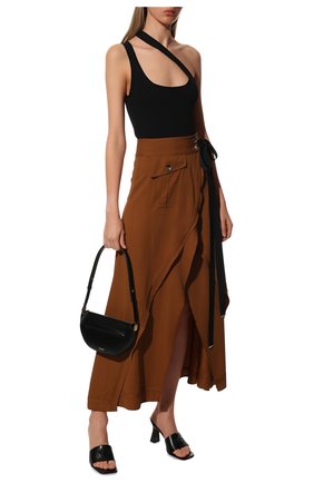 Женская юбка из вискозы SELF-PORTRAIT коричневого цвета, арт. RS22-148 | Фото 2 (Материал внешний: Вискоза; Длина Ж (юбки, платья, шорты): Макси; Стили: Гламурный; Женское Кросс-КТ: Юбка-одежда)