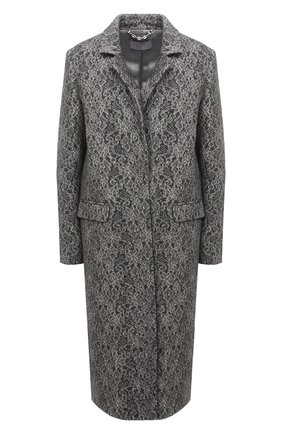 Женское шерстяное пальто SEVEN LAB серого цвета, арт. CMAR lace grey | Фото 1 (Материал внешний: Синтетический материал, Шерсть; Длина (верхняя одежда): Длинные; Рукава: Длинные; Стили: Кэжуэл; 1-2-бортные: Однобортные)