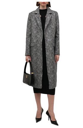 Женское шерстяное пальто SEVEN LAB серого цвета, арт. CMAR lace grey | Фото 2 (Материал внешний: Синтетический материал, Шерсть; Длина (верхняя одежда): Длинные; Рукава: Длинные; Стили: Кэжуэл; 1-2-бортные: Однобортные)
