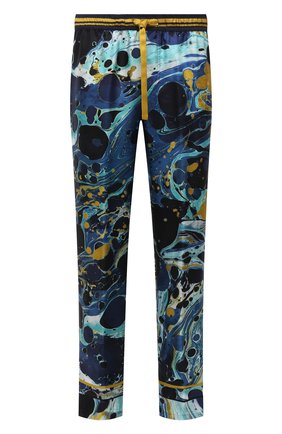 Мужские шелковые домашние брюки DOLCE & GABBANA синего цвета, арт. GV33HT/FI175 | Фото 1 (Материал внешний: Шелк; Длина (брюки, джинсы): Стандартные; Кросс-КТ: домашняя одежда)