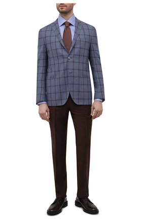 Мужской пиджак из шелка и шерсти CORNELIANI синего цвета по цене 118500 руб., арт. 896Y72-2116220/90 | Фото 2 Мужской пиджак из шелка и шерсти CORNELIANI синего цвета, арт. 896Y72-2116220/90 | Фото 2 (Рукава: Длинные; Длина (для топов): Стандартные; Материал подклада: Вискоза; Материал внешний: Шелк; Пиджаки М: Прямой; Случай: Коктейльный; Стили: Классический; 1-2-бортные: Однобортные)