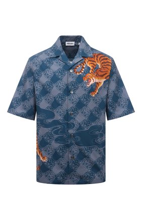 Мужская хлопковая рубашка KENZO синего цвета по цене 35750 руб., арт. FC55CH141CAA | Фото 1 Мужская хлопковая рубашка KENZO синего цвета, арт. FC55CH141CAA | Фото 1 (Длина (для топов): Стандартные; Материал внешний: Хлопок; Случай: Повседневный; Рукава: Короткие; Воротник: Отложной; Принт: С принтом; Стили: Кэжуэл)