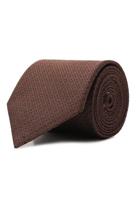Мужской шелковый галстук BRIONI коричневого цвета, арт. 061D00/P1412 | Фото 1 (Принт: С принтом; Материал: Текстиль, Шелк)