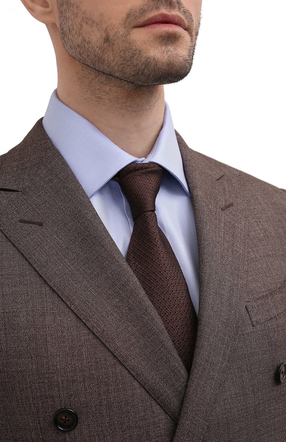 Мужской шелковый галстук BRIONI коричневого цвета, арт. 061D00/P1412 | Фото 2 (Принт: С принтом; Материал: Текстиль, Шелк)
