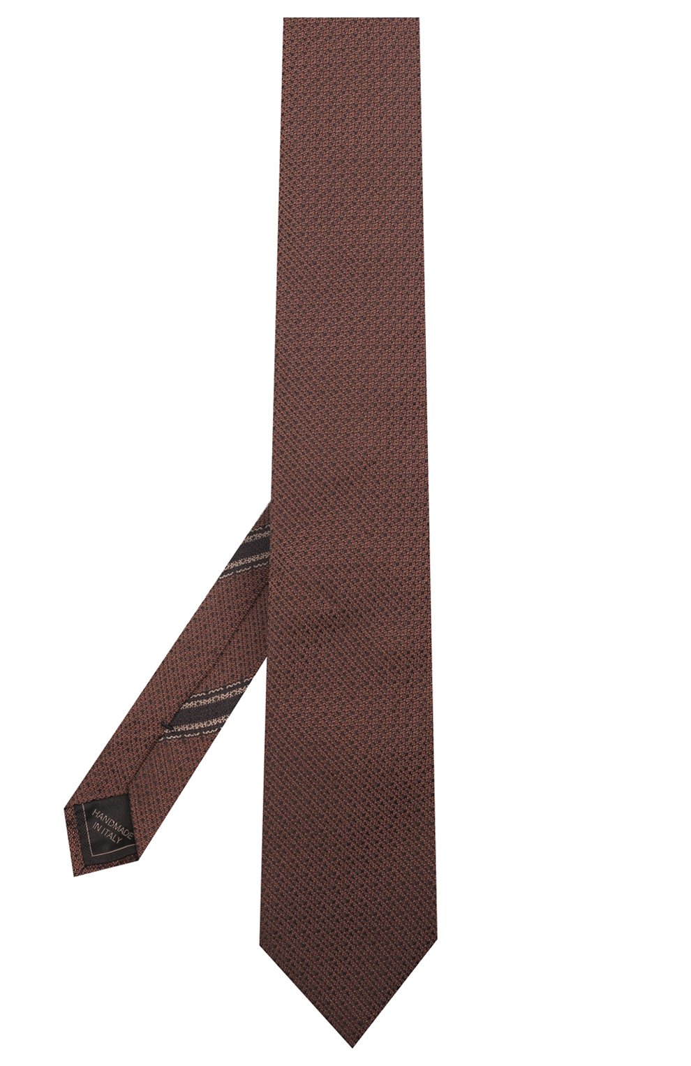 Мужской шелковый галстук BRIONI коричневого цвета, арт. 061D00/P1412 | Фото 3 (Принт: С принтом; Материал: Текстиль, Шелк)