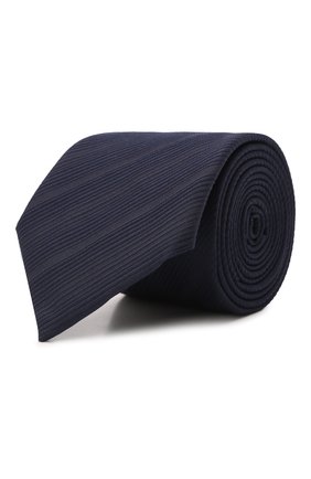 Мужской галстук из хлопка и шелка GIORGIO ARMANI темно-синего цвета, арт. 360054/2R903 | Фото 1 (Материал: Хлопок, Шелк, Текстиль; Принт: С принтом)