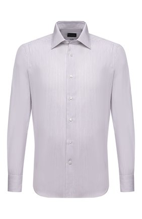 Мужская хлопковая сорочка ERMENEGILDO ZEGNA голубого цвета по цене 41350 руб., арт. 301216/9MS0PA | Фото 1 Мужская хлопковая сорочка ERMENEGILDO ZEGNA голубого цвета, арт. 301216/9MS0PA | Фото 1 (Длина (для топов): Стандартные; Рукава: Длинные; Материал внешний: Хлопок; Случай: Формальный; Манжеты: На пуговицах; Воротник: Кент; Рубашки М: Slim Fit; Принт: Полоска; Стили: Классический)