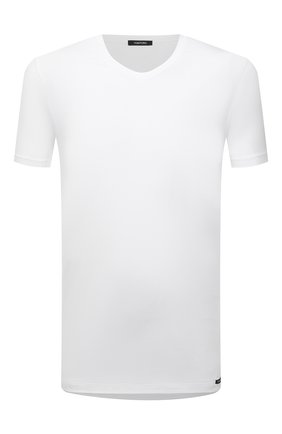 Мужская футболка TOM FORD белого цвета, арт. T4M091410 | Фото 1 (Рукава: Короткие; Длина (для топов): Стандартные; Материал внешний: Хлопок, Синтетический материал; Кросс-КТ: домашняя одежда)