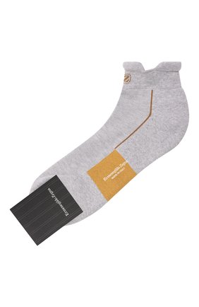 Мужские хлопковые носки ERMENEGILDO ZEGNA серого цвета, арт. N5V025070 | Фото 1 (Кросс-КТ: бельё; Материал внешний: Хлопок)