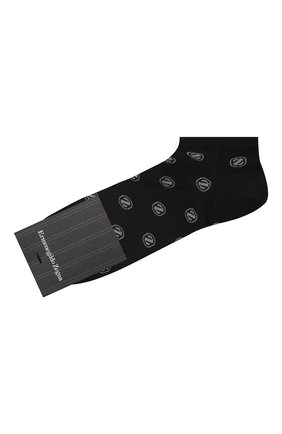 Мужские хлопковые носки ERMENEGILDO ZEGNA черного цвета, арт. N5V025040 | Фото 1 (Материал внешний: Хлопок; Кросс-КТ: бельё)