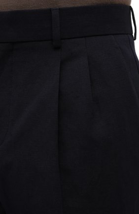 Мужские брюки из хлопка и льна LORO PIANA темно-синего цвета, арт. FAM0770 | Фото 5 (Длина (брюки, джинсы): Стандартные; Случай: Повседневный; Материал внешний: Хлопок, Лен; Стили: Кэжуэл)