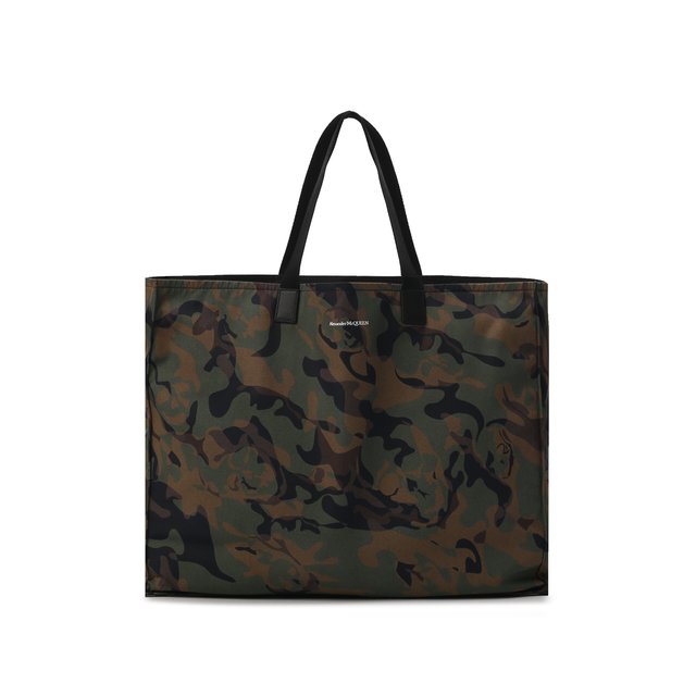 Текстильная сумка-шопер Alexander McQueen цвета хаки