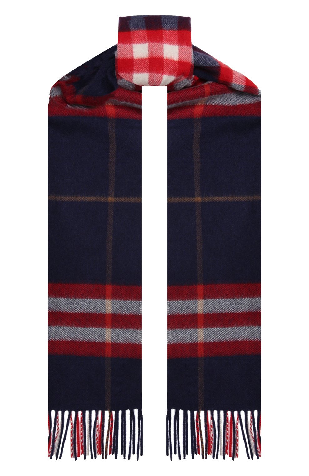 Женский кашемировый шарф BURBERRY темно-синего цвета, арт. 8049709 | Фото 1 (Материал: Текстиль, Кашемир, Шерсть)